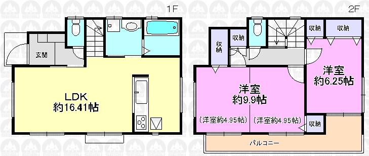 Floor plan. (Building 2), Price 40,800,000 yen, 2LDK, Land area 100 sq m , Building area 78.31 sq m