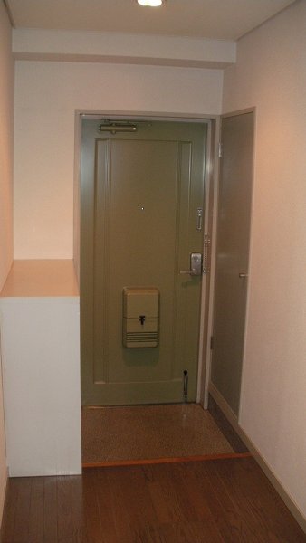 Entrance. It is the entrance with a shoebox. 