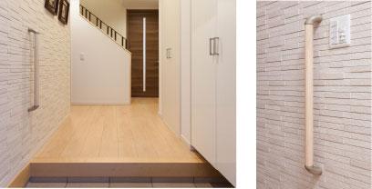 Other Equipment. Wear off shoes at the door, Standing on the first floor toilet ・ Sitting, Installing a handrail to support up and down the stairs. Such as applying a design for disabled people in the direction of your elderly and your body and live with peace of mind, It is aimed at friendly homes to the whole family. (Same specifications)