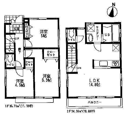 Floor plan. 32,800,000 yen, 3LDK, Land area 73.83 sq m , Building area 71.07 sq m