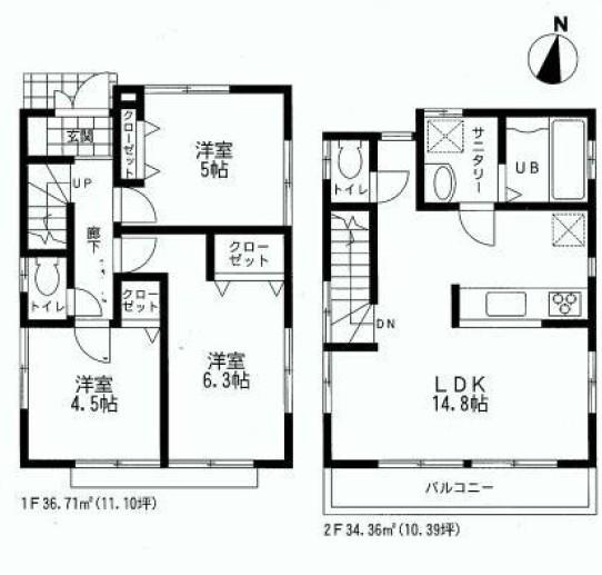 Floor plan. 32,800,000 yen, 3LDK, Land area 73.83 sq m , Building area 71.07 sq m