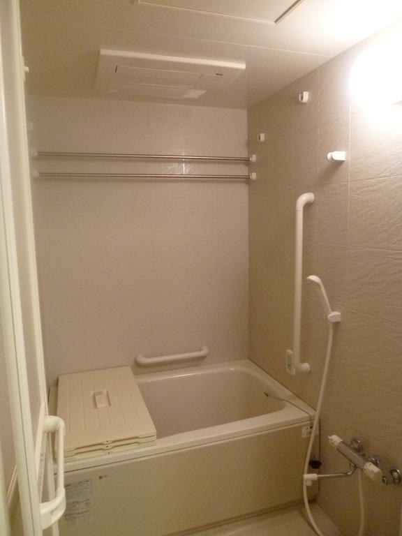 Bath. Bright bathroom. With bathroom ventilation dryer