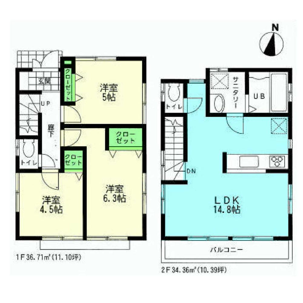 Floor plan. 32,800,000 yen, 3LDK, Land area 73.83 sq m , Building area 71.07 sq m