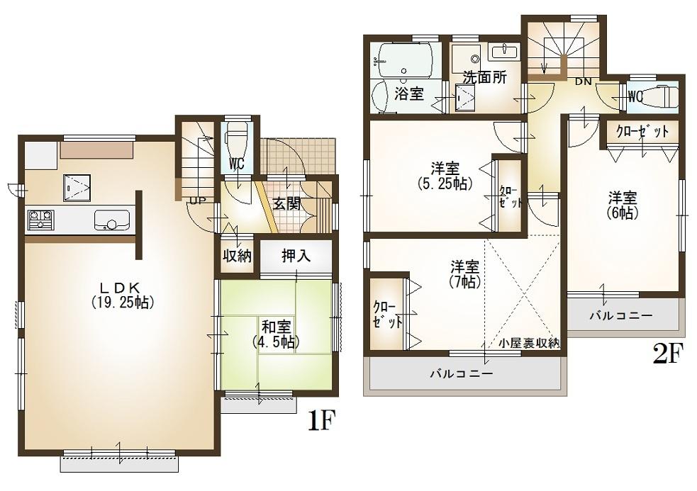 Floor plan. 44,300,000 yen, 4LDK, Land area 148.24 sq m , Building area 94.76 sq m