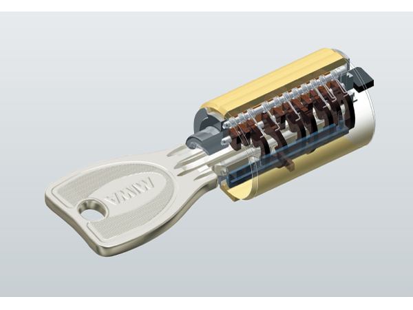 Security.  [Progressive cylinder key] Difficult to duplicate in the front door of each dwelling unit, It has adopted a key with a resistance to picking performance. (Conceptual diagram)