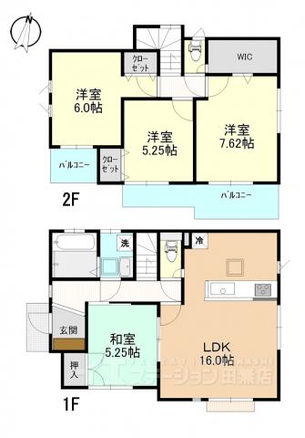 Floor plan. 43,800,000 yen, 4LDK, Land area 106.9 sq m , It is a building area of 96.6 sq m Japanese-style room 4LDK. Since Zenshitsuminami facing a day is good.