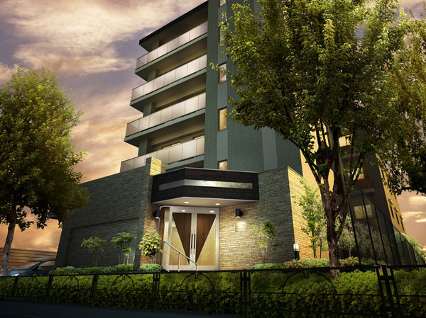 Buildings and facilities. Entrance to talk about the first impression of abode, Structure that takes advantage of the west side of the room there is space. Is design with a bright and calm, Produce a sense of class of people who live there.  The parking lot has established the EV vehicles corresponding outlet. (Entrance Rendering)