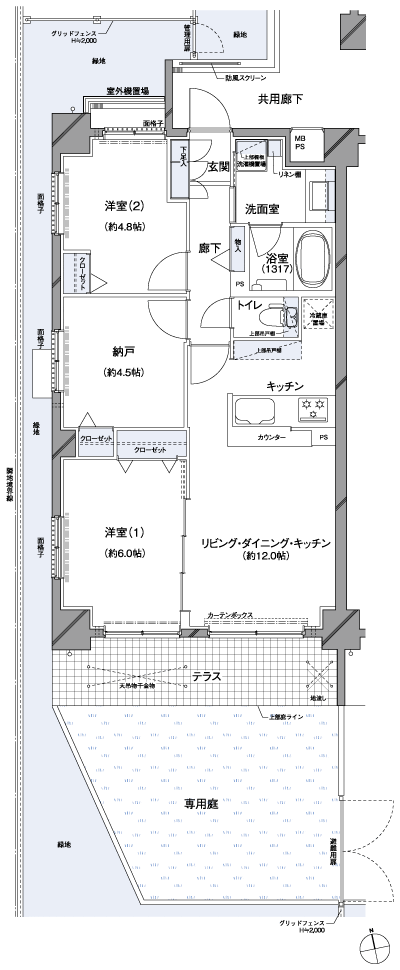 Floor: 2LDK + S, the occupied area: 60.25 sq m