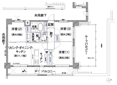 Floor: 3LDK, occupied area: 56.42 sq m