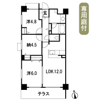 Floor: 2LDK + S, the occupied area: 60.25 sq m