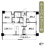 Floor: 3LDK, occupied area: 56.42 sq m
