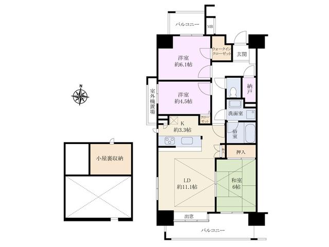 Floor plan. 3LDK, Price 41,800,000 yen, Footprint 72.7 sq m , Balcony area 13.46 sq m Haiseresa Tanashi Garden House Floor