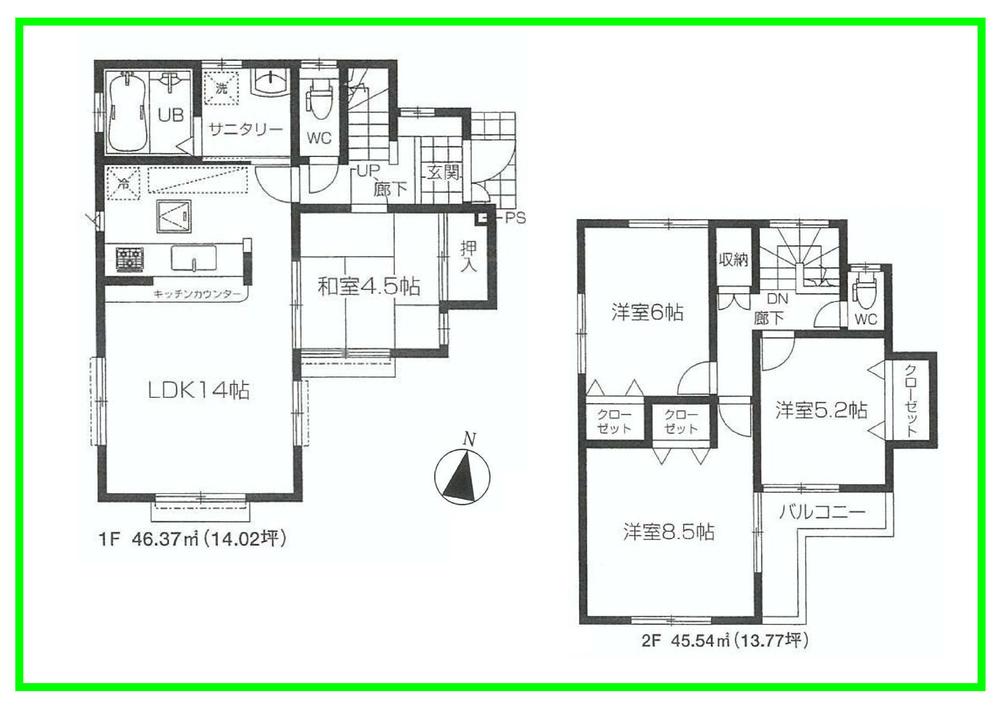 Floor plan. 45,800,000 yen, 4LDK, Land area 116.27 sq m , Building area 91.91 sq m