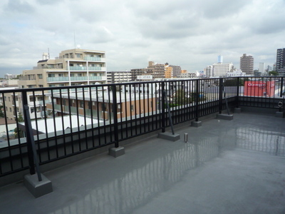 Balcony. Spacious roof balcony