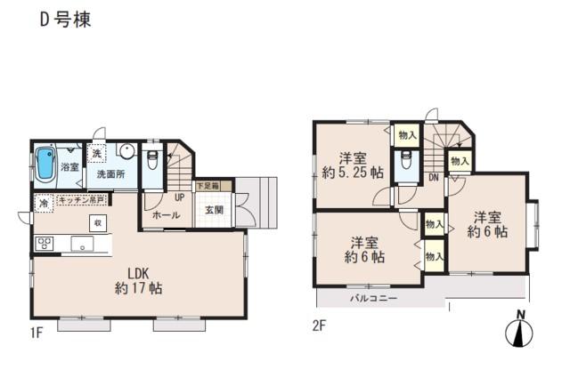Floor plan. (D Building), Price 39,800,000 yen, 3LDK, Land area 101.71 sq m , Building area 80.93 sq m