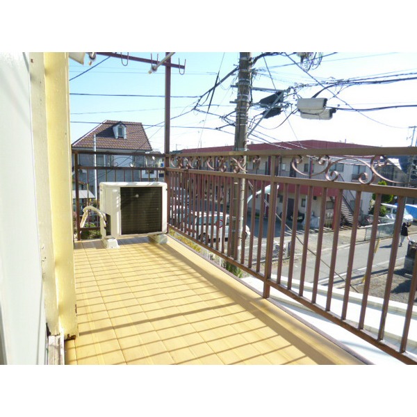 Balcony. It is wide in the south-facing