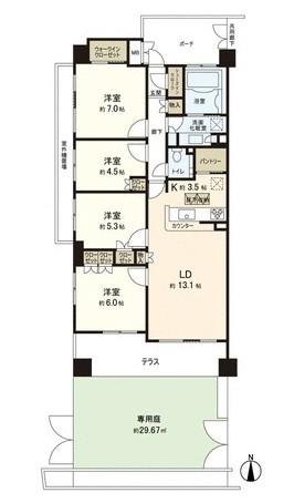 Floor plan. 4LDK, Price 37,800,000 yen, Occupied area 88.35 sq m