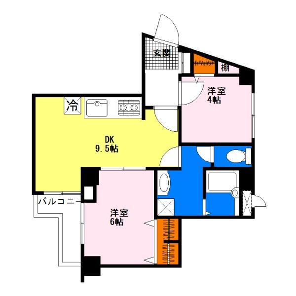 Floor plan. 2DK, Price 19.9 million yen, Occupied area 45.94 sq m , Balcony area 4.92 sq m