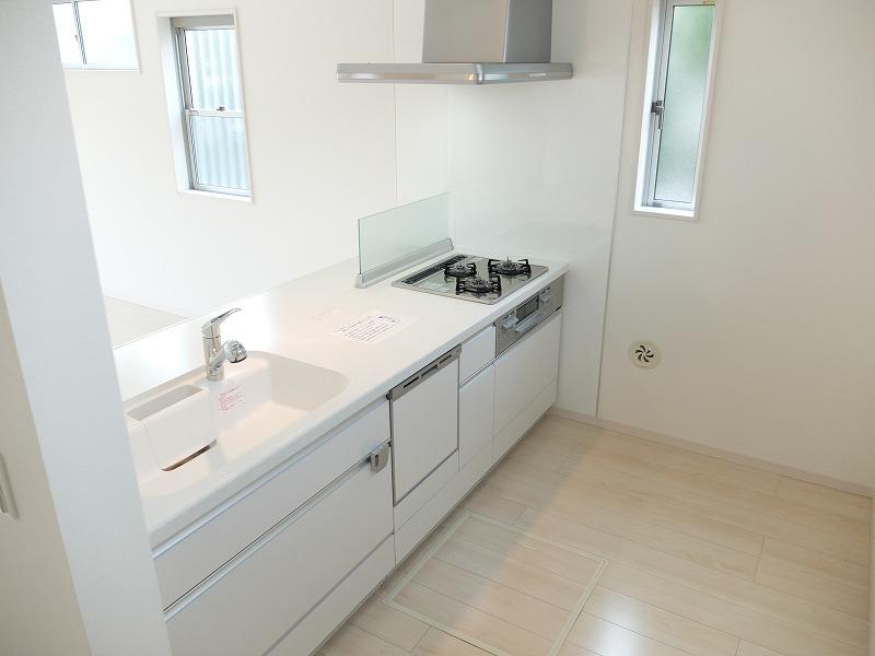 Kitchen. White kitchen full of cleanliness, It is with dishwasher.