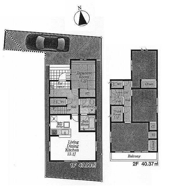 Floor plan. (3 Building), Price 39,800,000 yen, 4LDK, Land area 104.71 sq m , Building area 94.36 sq m