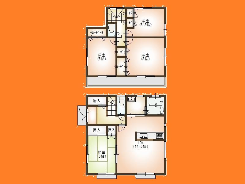 Floor plan. (Building 2), Price 24,800,000 yen, 4LDK, Land area 132.43 sq m , Building area 96.05 sq m