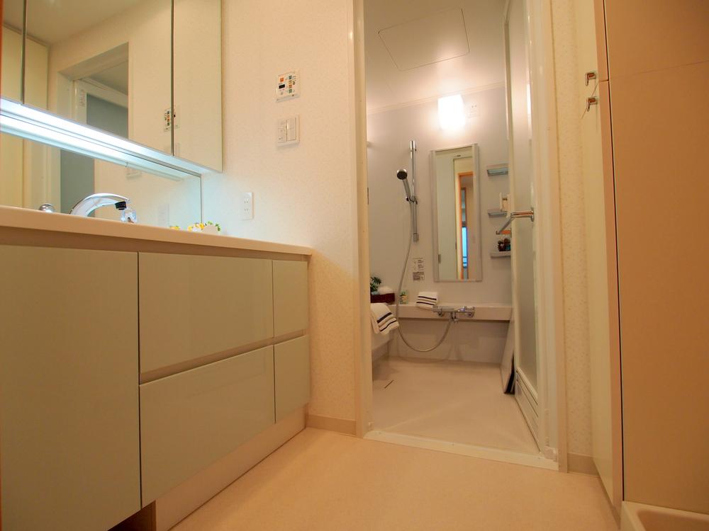 Wash basin, toilet. Washroom