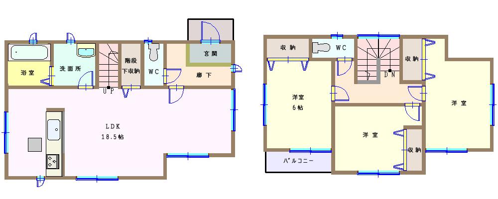 Floor plan. (Building 2), Price 32,800,000 yen, 3LDK, Land area 118.81 sq m , Building area 90.26 sq m