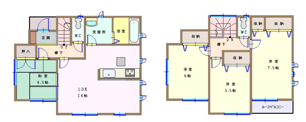 Floor plan. (4 Building), Price 38,800,000 yen, 4LDK, Land area 116.64 sq m , Building area 90.25 sq m