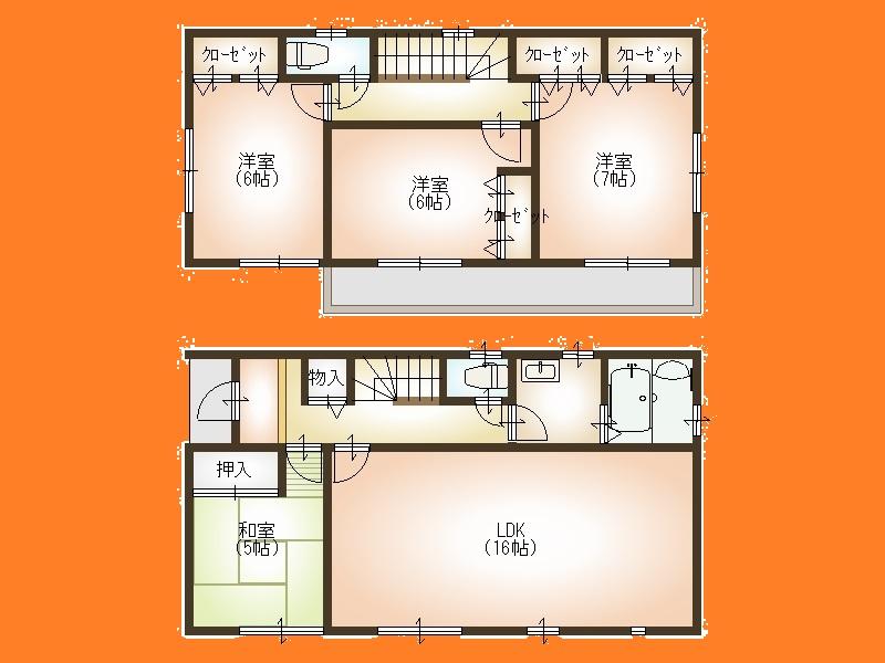 Floor plan. 20.8 million yen, 4LDK, Land area 161.06 sq m , Building area 98.53 sq m Floor