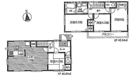 Floor plan. (Building 2), Price 32,800,000 yen, 4LDK, Land area 142.16 sq m , Building area 91.08 sq m