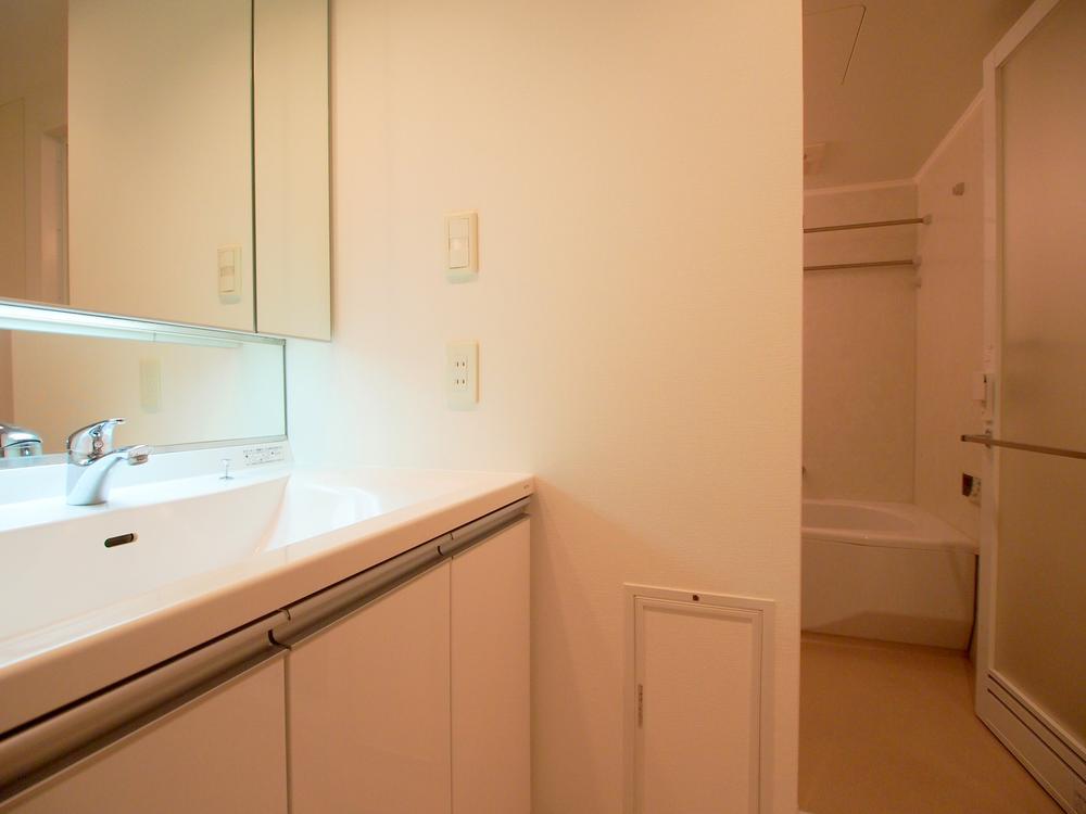 Wash basin, toilet. Washroom