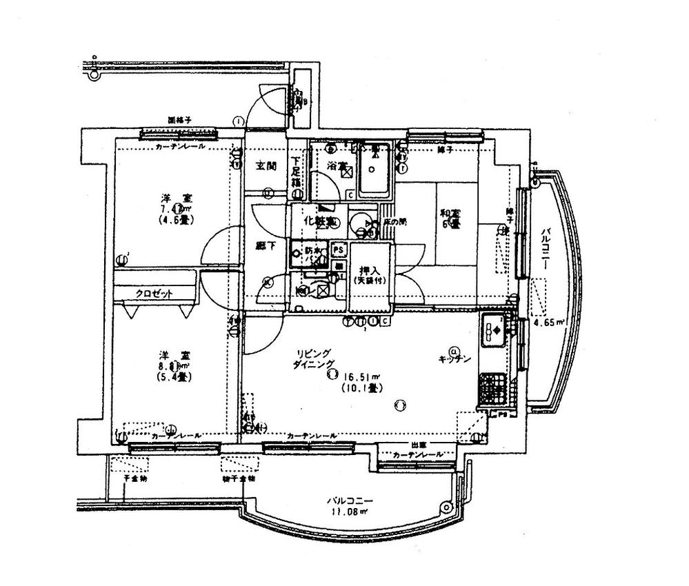 Floor plan. 3LDK, Price 9.8 million yen, Occupied area 55.88 sq m , Balcony area 15.73 sq m