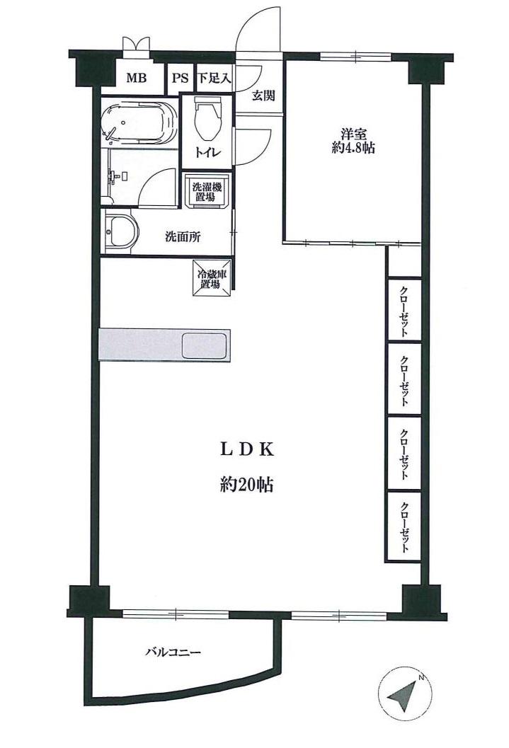 Floor plan. 1LDK, Price 32,800,000 yen, Occupied area 55.29 sq m , Balcony area 4.22 sq m
