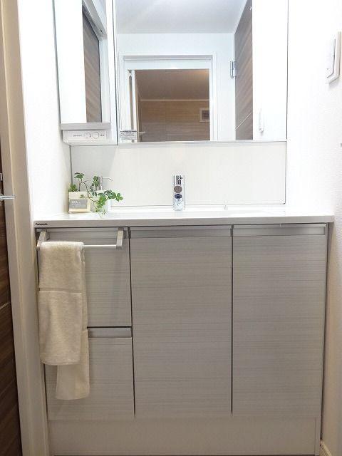 Wash basin, toilet. Bathroom vanity