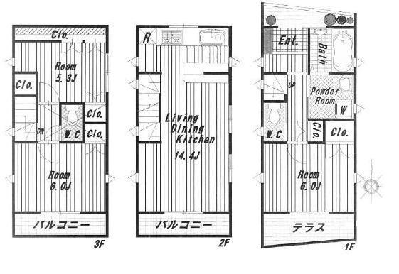 Floor plan. 29,800,000 yen, 3LDK, Land area 43.92 sq m , There is a building area of 79.05 sq m attic storage, Storage is abundant.
