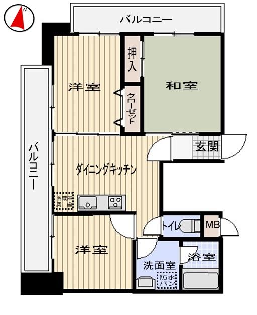 Floor plan. 3DK, Price 24,300,000 yen, Occupied area 51.26 sq m , Balcony area 12.91 sq m
