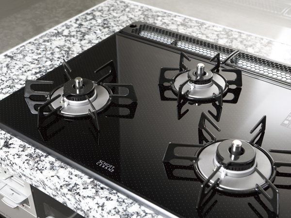 Kitchen.  [Glass top stove] Stove has a high durability, Hard glass top stove that sticks to clean easy to scratch. To achieve a clean kitchen.