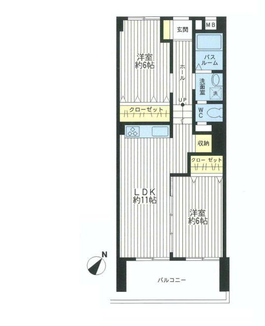Floor plan. 2LDK, Price 23,900,000 yen, Footprint 59.1 sq m , Balcony area 8.64 sq m