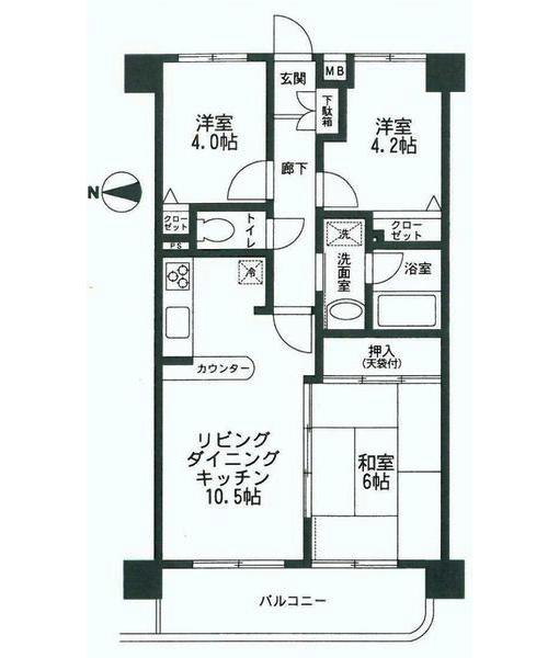 Floor plan. 3LDK, Price 32,800,000 yen, Occupied area 55.08 sq m , Balcony area 7.74 sq m 3LDK with all the living room storage