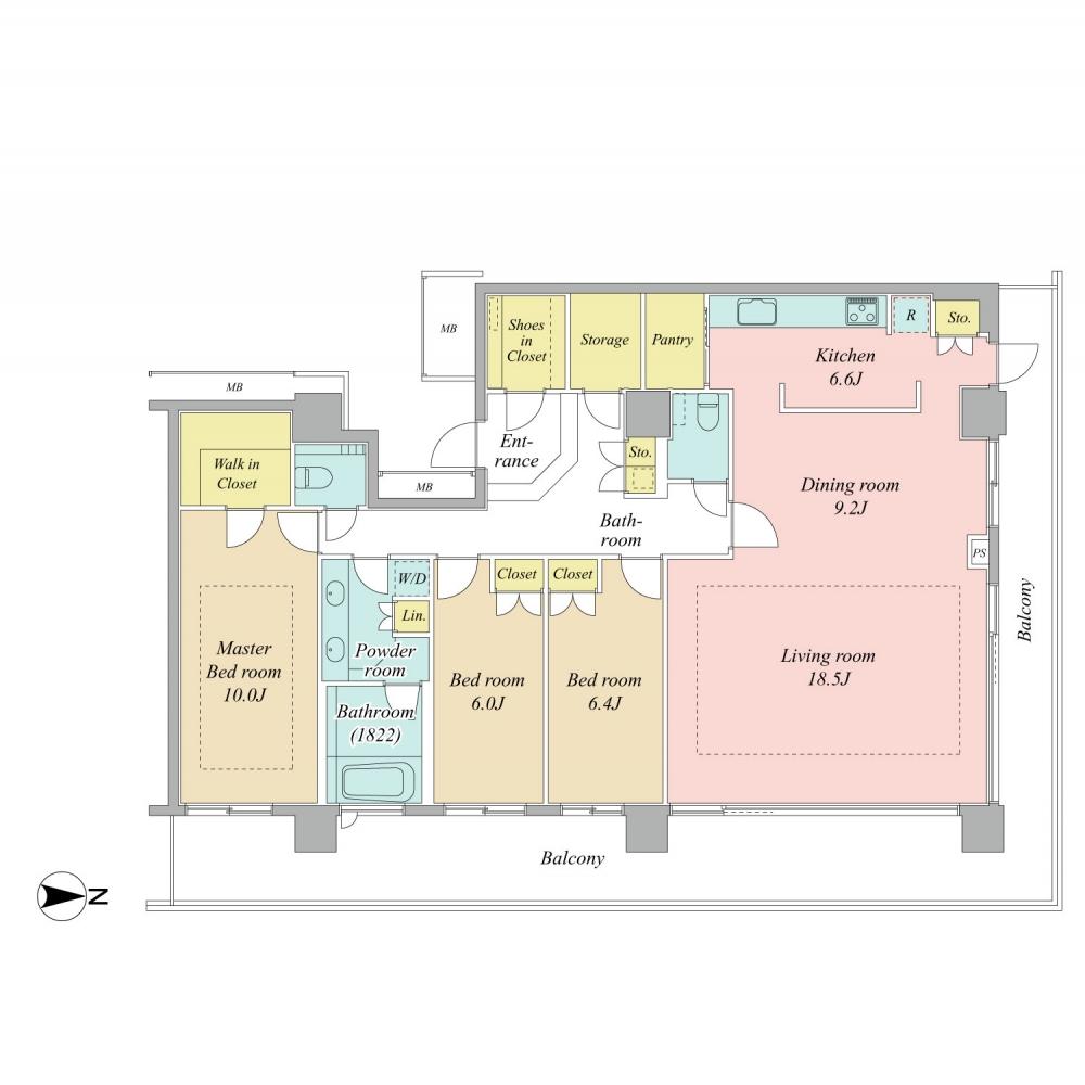 Floor plan. 3LDK + S (storeroom), Price 125 million yen, Footprint 138.56 sq m , Balcony area 40.51 sq m