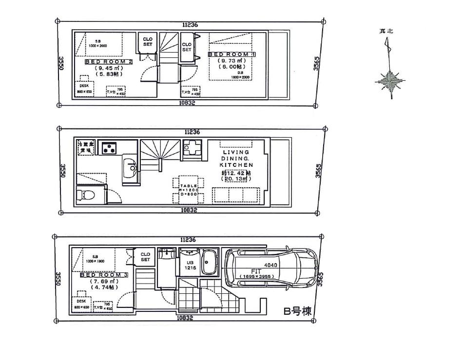 Building plan example (floor plan). Building plan example ( B No. land) Building price 1339.2      Ten thousand yen, Building area  23.37  sq m