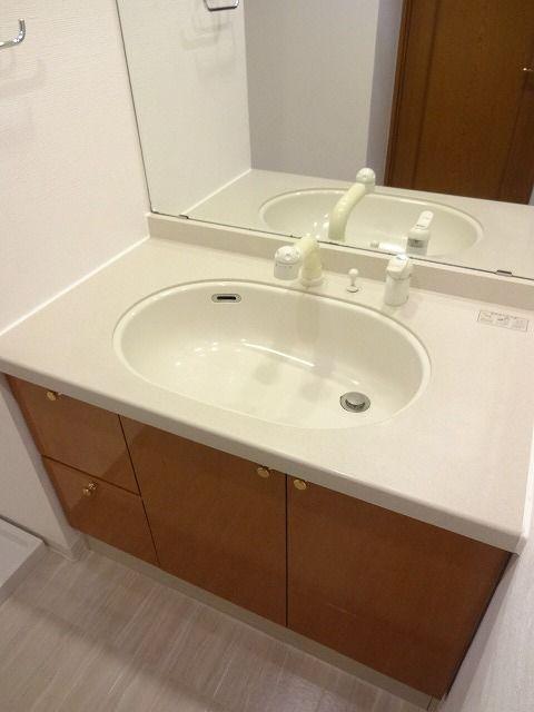 Wash basin, toilet. Bathroom vanity
