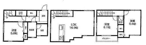 Building plan example (floor plan). Reference Plan 88.47 square meters, 15.8 million yen