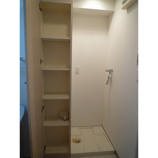 Washroom. There are linen shelf