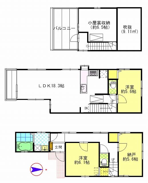 Floor plan. 55,800,000 yen, 3LDK, Land area 72.99 sq m , Building area 84.98 sq m