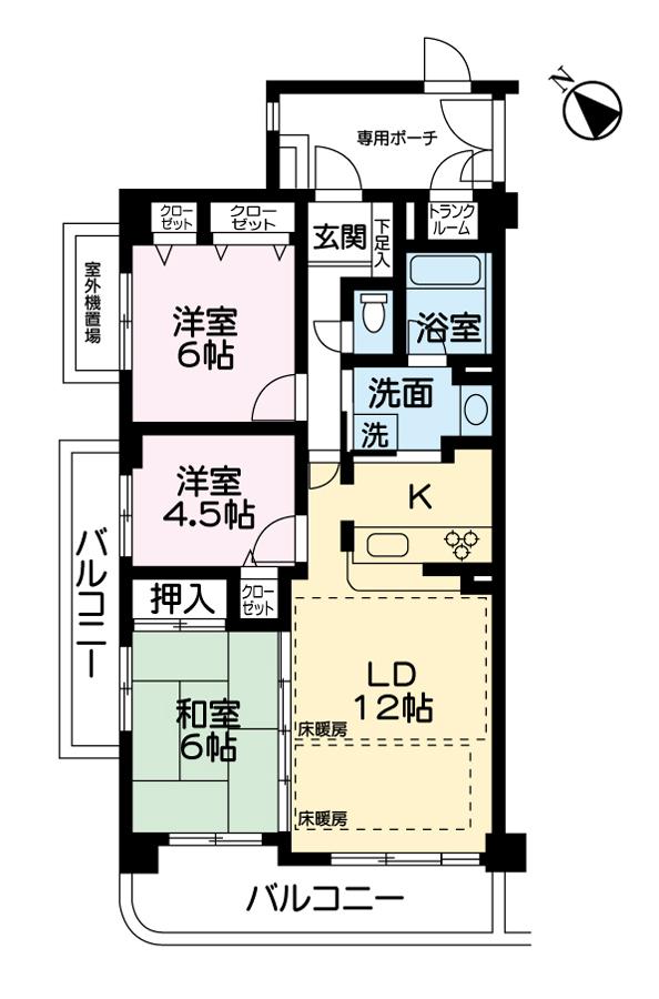Floor plan. 3LDK, Price 40,800,000 yen, Occupied area 71.01 sq m , Balcony area 13.88 sq m