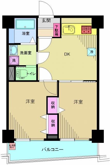 Floor plan. 2DK, Price 15.8 million yen, Footprint 40.5 sq m , Balcony area 6.34 sq m