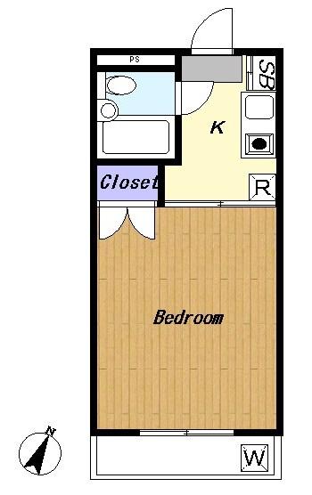 Floor plan. 1K, Price 6.9 million yen, Occupied area 16.33 sq m , Balcony area 2.83 sq m
