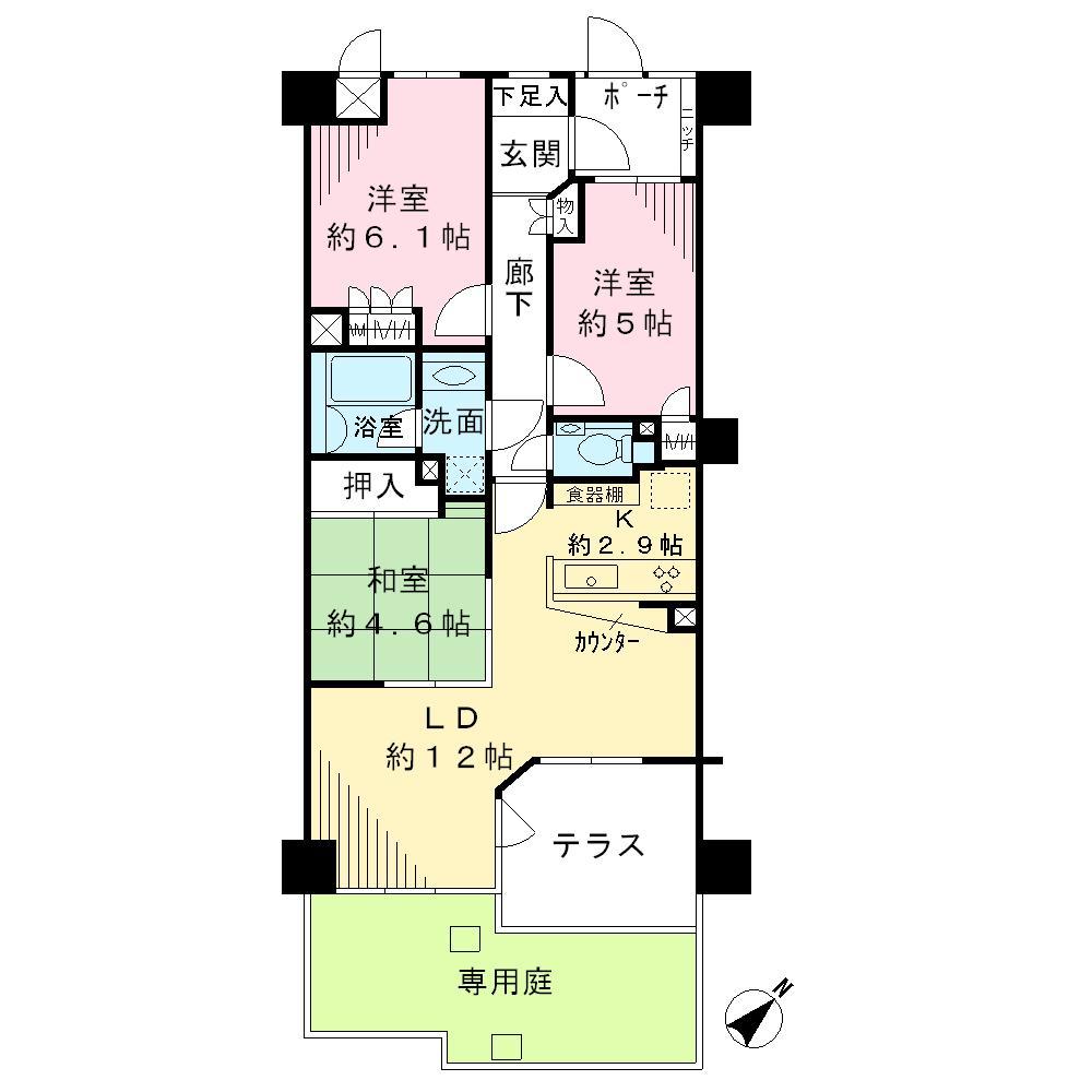 Floor plan. 3LDK, Price 29,800,000 yen, Occupied area 68.22 sq m