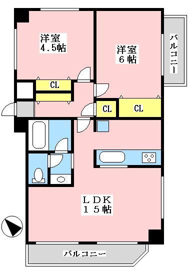 Floor plan. 2LDK, Price 24,800,000 yen, Occupied area 52.74 sq m , Balcony area 8 sq m